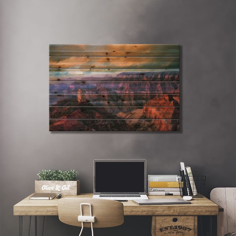 Grand Canyon Sunset IV Print On Wood by Dennis Frates - Multi-Color