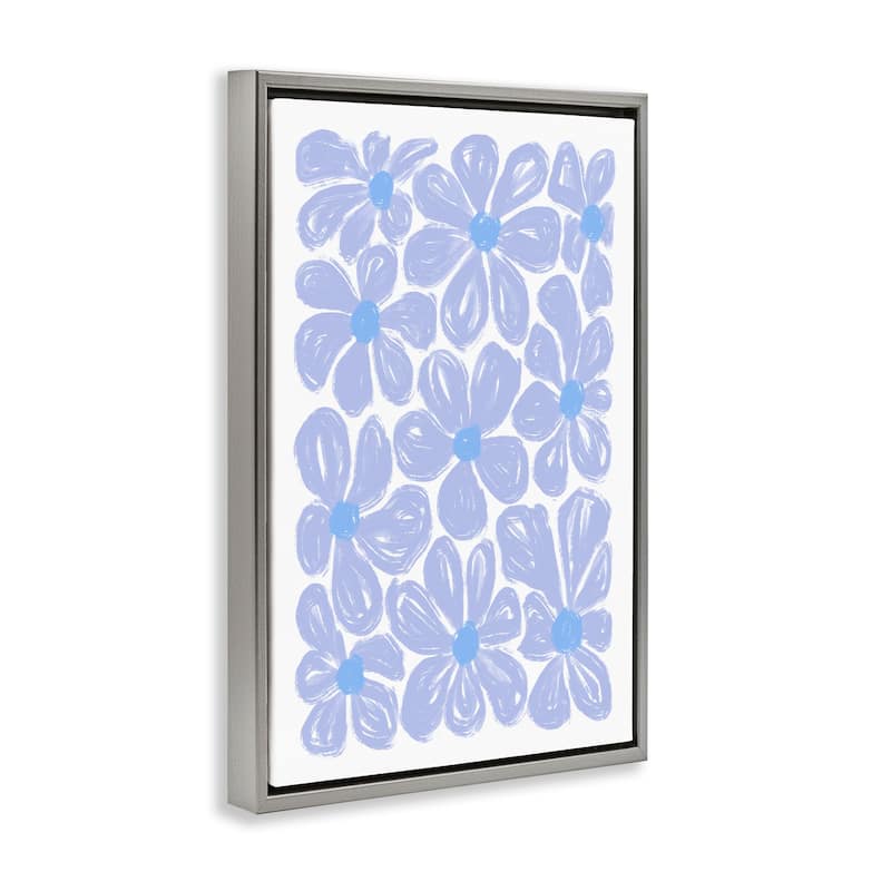 Stupell Blue Blooms Patterned Framed Floater Canvas Wall Art Design By Martina Pavlova