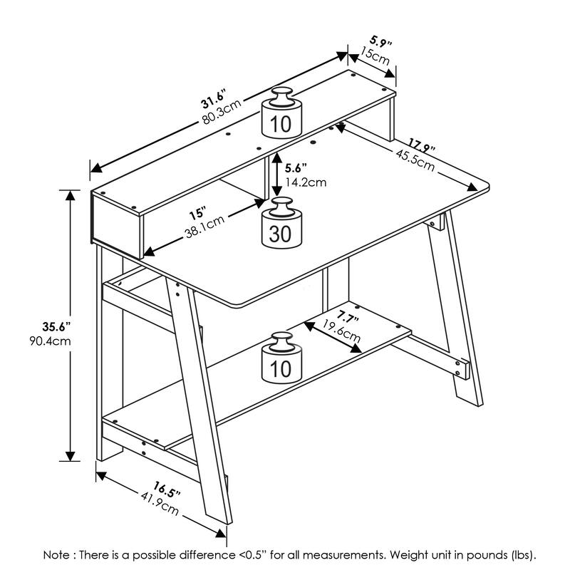 Furinno Simplistic A Frame Computer Desk, Columbia Walnut