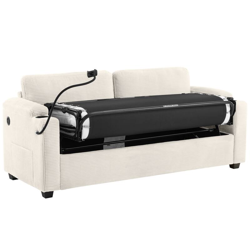 GDFStudio Emily Multifunctional Convertible Corduroy Sleeper Sofa for Small Spaces