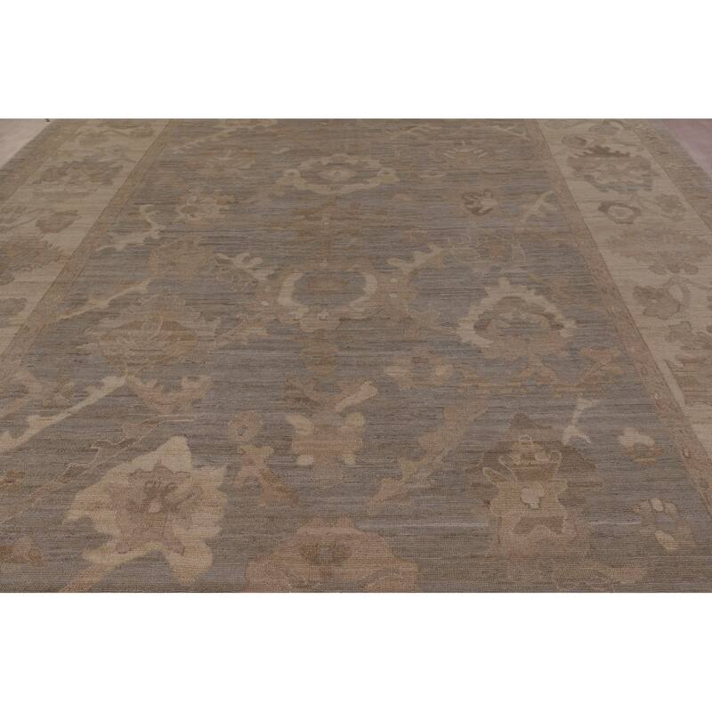 Gray Oushak Vegetable Dye Large Area Rug Handmade Wool Carpet - 10'4" x 13'10"
