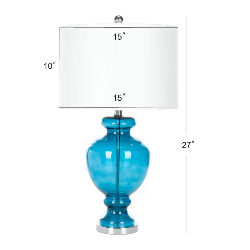 SAFAVIEH Lighting Montana 28 Inch Turquoise Glass Table Lamp (Set of 2)