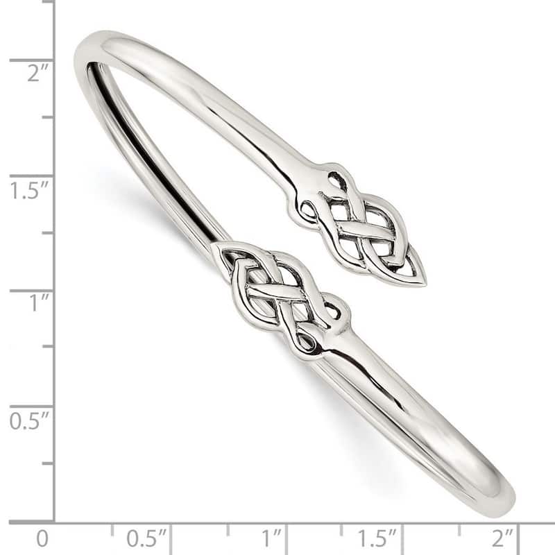 Curata 925 Sterling Silver Celtic Knot Flexible Cuff Bangle Bracelet