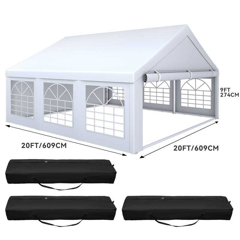 Outdoor White Canopy Party Tent Sunshine Shelter - 20*20Ft