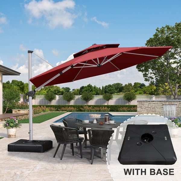 PURPLE LEAF 12ft Round Offset Hanging Patio Umbrella with Base - Bed Bath & Beyond - 38926395 PURPLE LEAF 12ft Round Offset Hanging Patio Umbrella with Base - Bed Bath & Beyond - 38926395