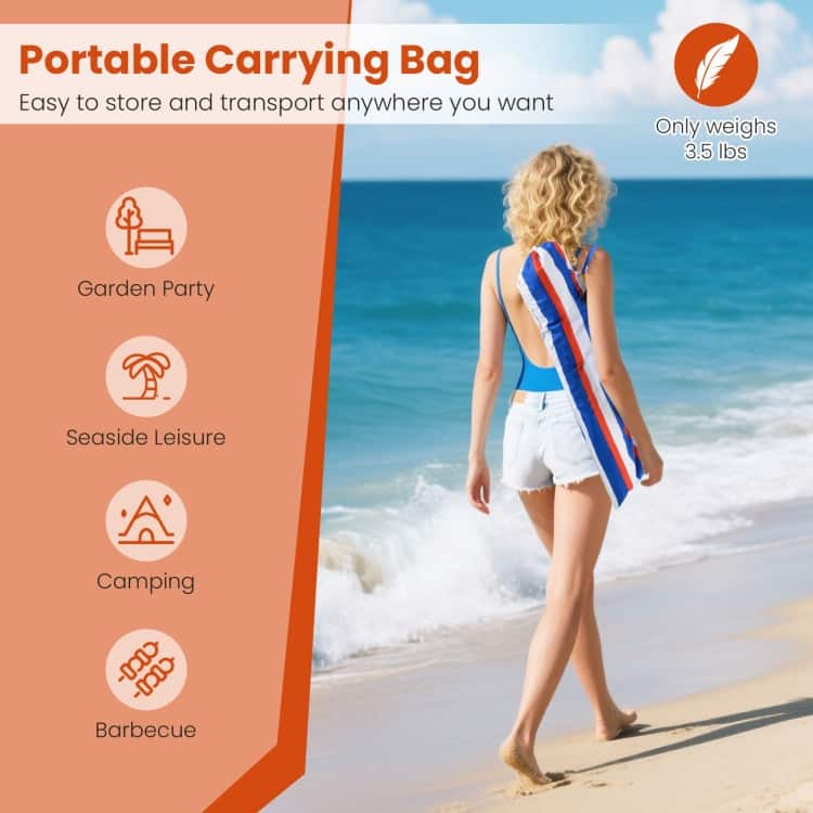 Multi-Color Polyester Metal Beach Umbrella with Tilt and Carry Bag