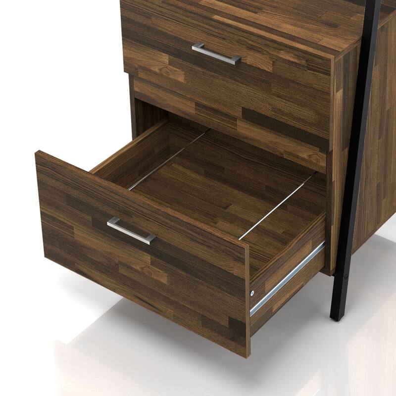 DH BASIC Contemporary Iron 2-Drawer Bookshelf with File Cabinet by Denhour