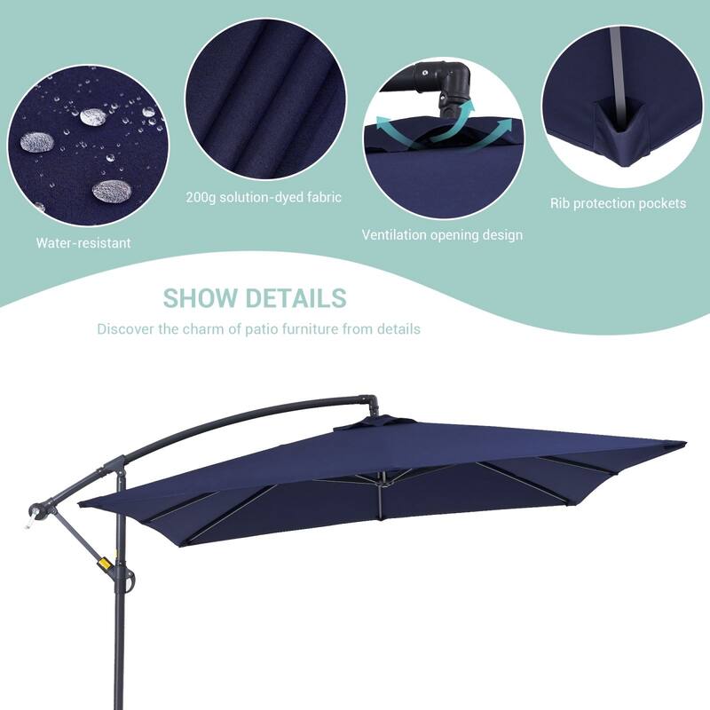 Bonosuki 8.2 x 8.2Ft Patio Offset Umbrella w/ Weighted Base
