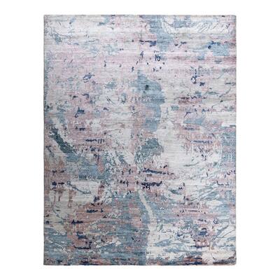 Ikat One-of-a-Kind Hand-Knotted Area Rug, Light Gray - 8' 1" x 10' 2"