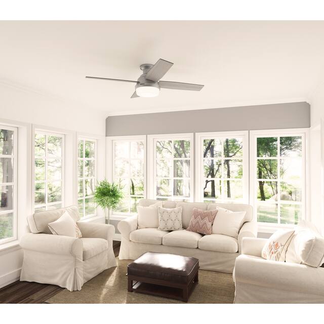 Hunter 52" Dempsey Flush Mount Ceiling Fan w/ LED Light Kit and Handheld Remote