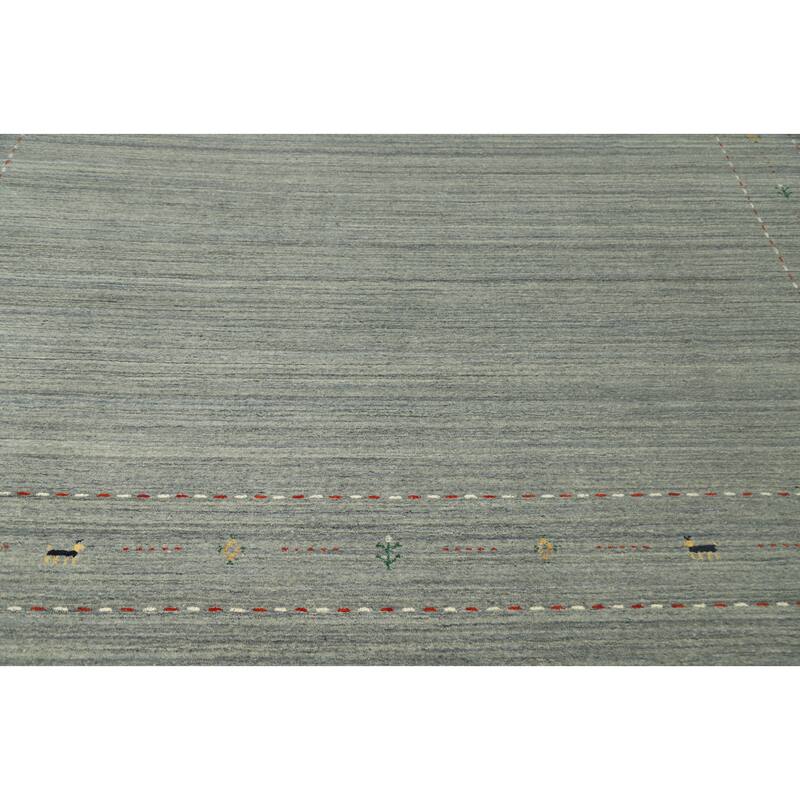 Hand Knotted Oriental 100% Wool Carpet Tribal Animal Pictorial Green Gabbeh Area Rug - 9' 1'' X 9' 0''