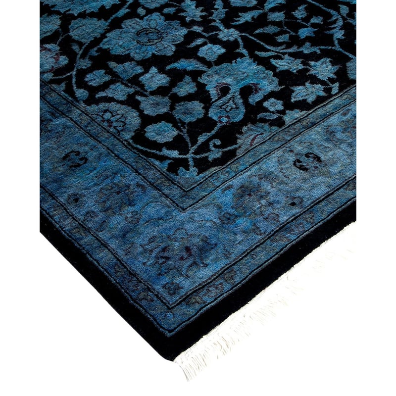 Overton Hand Knotted Wool Vintage Inspired Modern Contemporary Overdyed Blue Area Rug - 3' 1" x 5' 5"