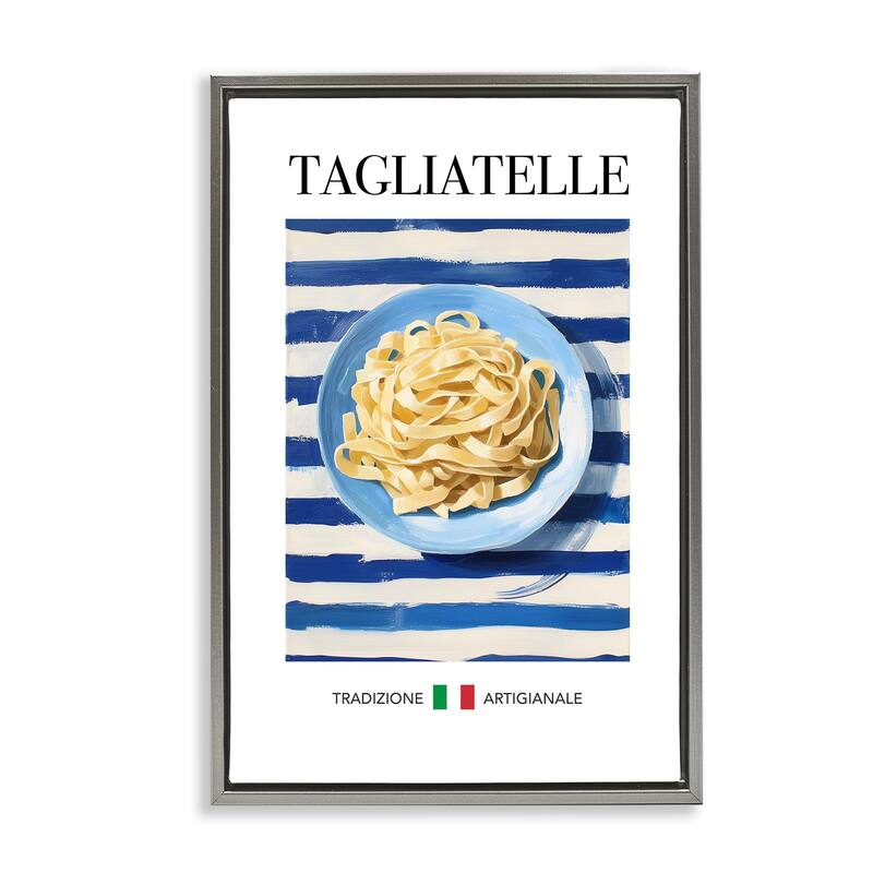Stupell Traditional Tagliatelle Pasta Framed Floater Canvas Wall Art Design By Andreas Magnusson - 21 x 31 - Grey