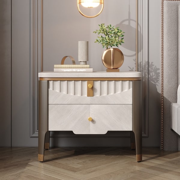 slide 2 of 45, Christopher Knight Home- Johnson Wood Nightstand with 2 Storage Drawer Grey