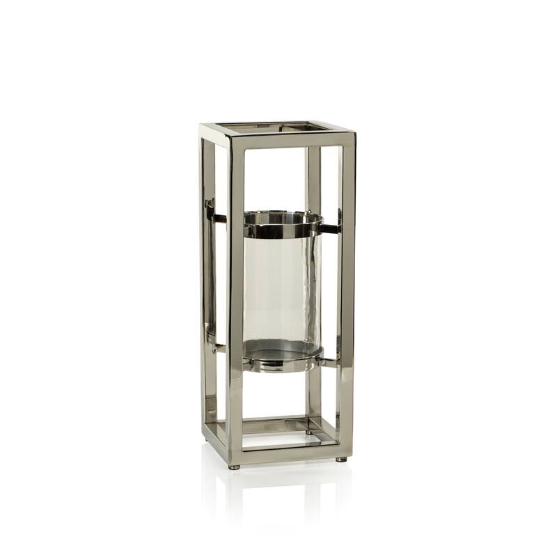 Irvine Polished Steel Hurricane Candle Holder