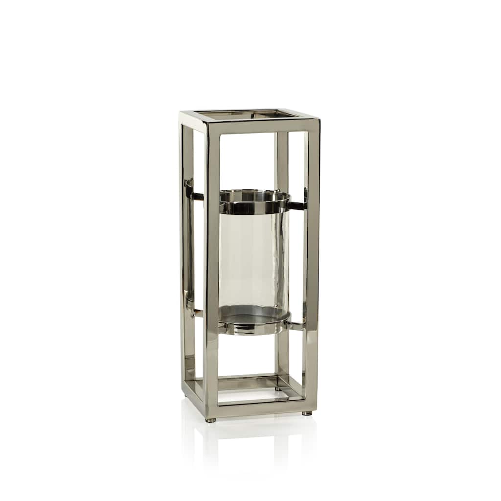 Irvine Polished Steel Hurricane Candle Holder