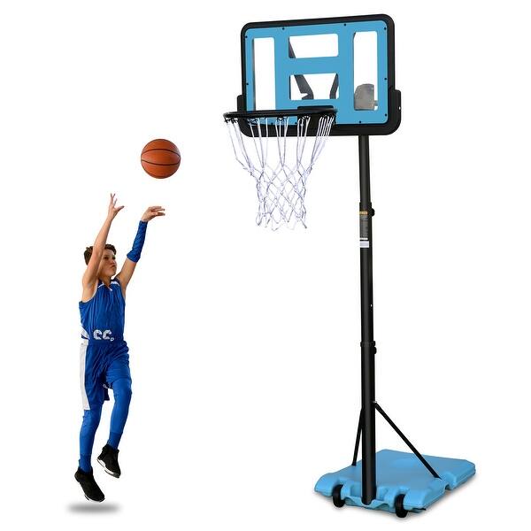 slide 2 of 28, Outdoor Portable Basketball Hoop System, 44-Inch Backboard, Height Adjustable 4.8 to 7.7ft with Stable Base and Wheels Blue