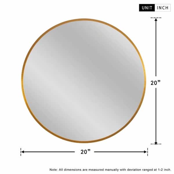 dimension image slide 1 of 4, Contemporary Round Wall-Mounted Wall Mirror