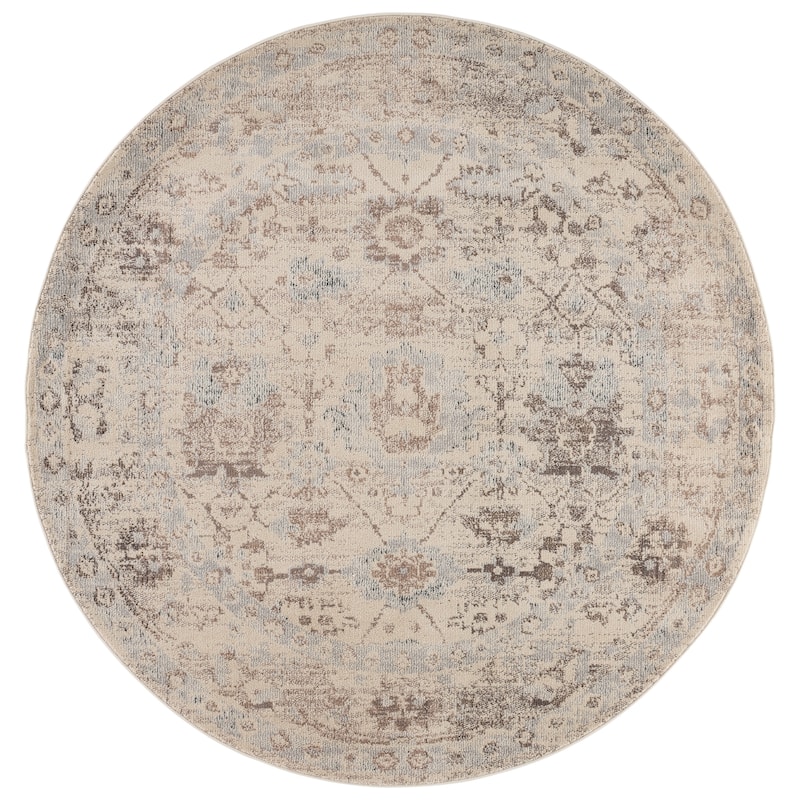 SAFAVIEH Madison Ditchka Medallion Rug - 6'7" Round - Ivory/Beige Grey