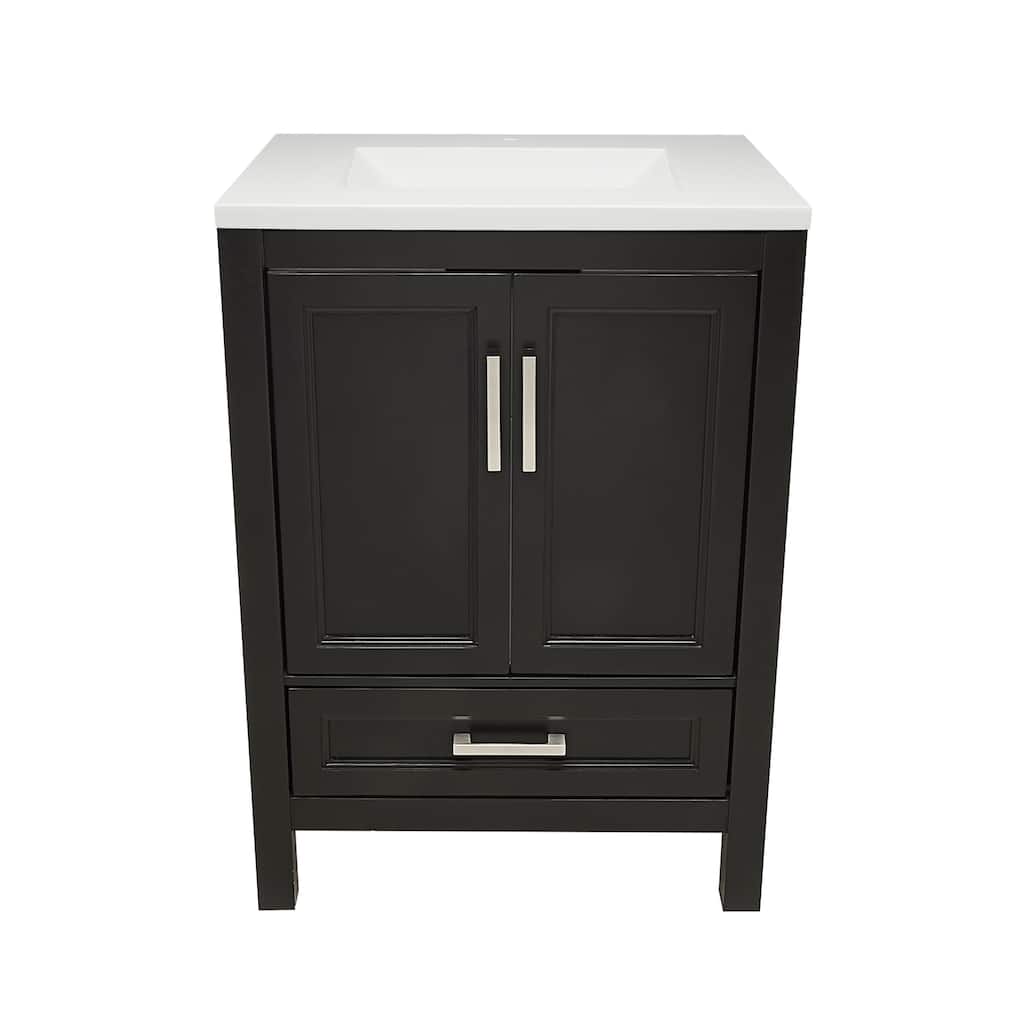 Nevado 25 in. W x 19 in. D x 36 in. H Bath Vanity in with White Cultured Marble Top Single Hole