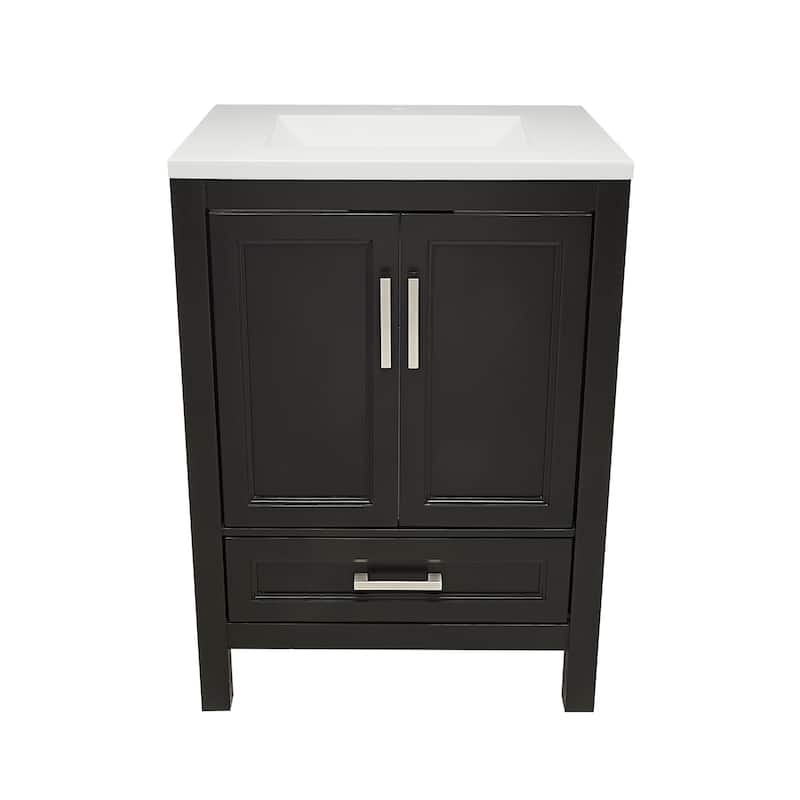 Nevado 25 in. W x 19 in. D x 36 in. H Bath Vanity in with White Cultured Marble Top Single Hole