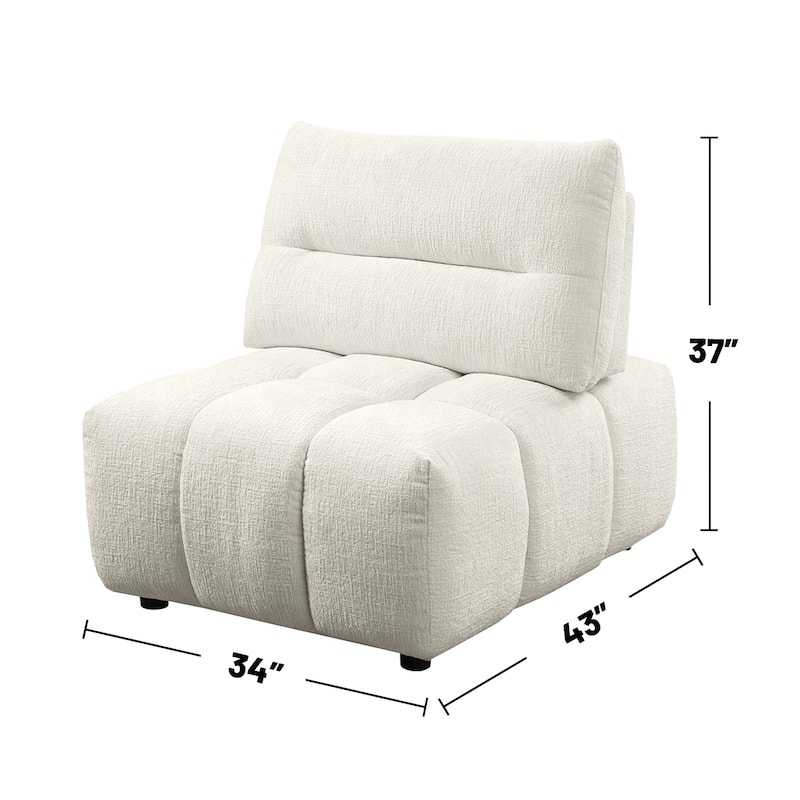 Linen Upholstered Moludar Armless Chair