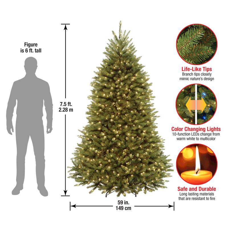 National Tree Company 7.5 ft. Prelit Dunhill Christmas Tree LED Lights - 7.5 Foot