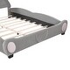 preview thumbnail 7 of 8, Bear-Shaped Velvet Queen Size Platform Bed with Headboard with Bed-End Storage Pocket