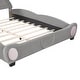 preview thumbnail 7 of 8, Wooden Queen Size Velvet Platform Bed with Bear-Shaped Headboard, Kid's Bed Frame with Bed-End Storage Pocket, Gray