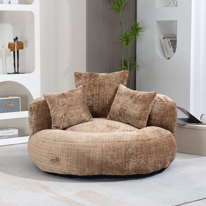 Lazy Sofa Durable Comfort Lounger High Back Bean Bag Chair Couch With Three Pillows for Adults and Kids, Indoor & Outdoor - Coffee