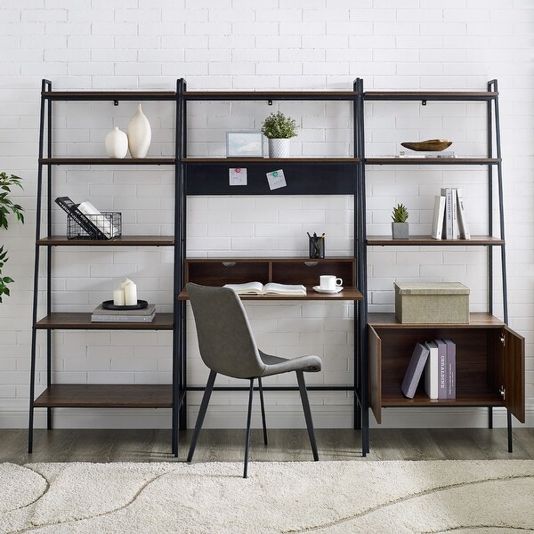 Walker Edison Lahuri 3-Piece Desk and Shelf Set - Bed Bath