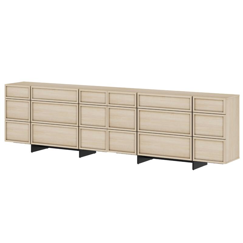 WAMPAT Modern Sideboard Buffet Cabinet with 9 Drawers, Multifunctional Sideboard with Large Storage and T-Shaped Legs
