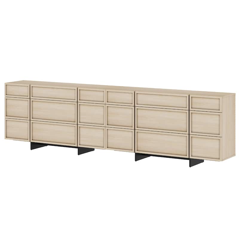 WAMPAT Modern TV Stand, Entertainment Center with T-Shaped Legs, Media Console Table with Storage Drawers