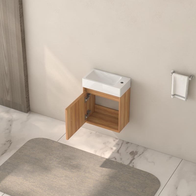 GDF Studio - Zee Modern 16" Small Wall-Mounted Bathroom Vanity with SMC Resin Basin and Soft-Close Door
