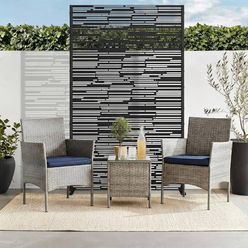 EROMMY Privacy Screen Metal Outdoor Indoor Divider, Weather & Rust Proof Garden Patio Pool Fence, Easy Assemble Modern Design