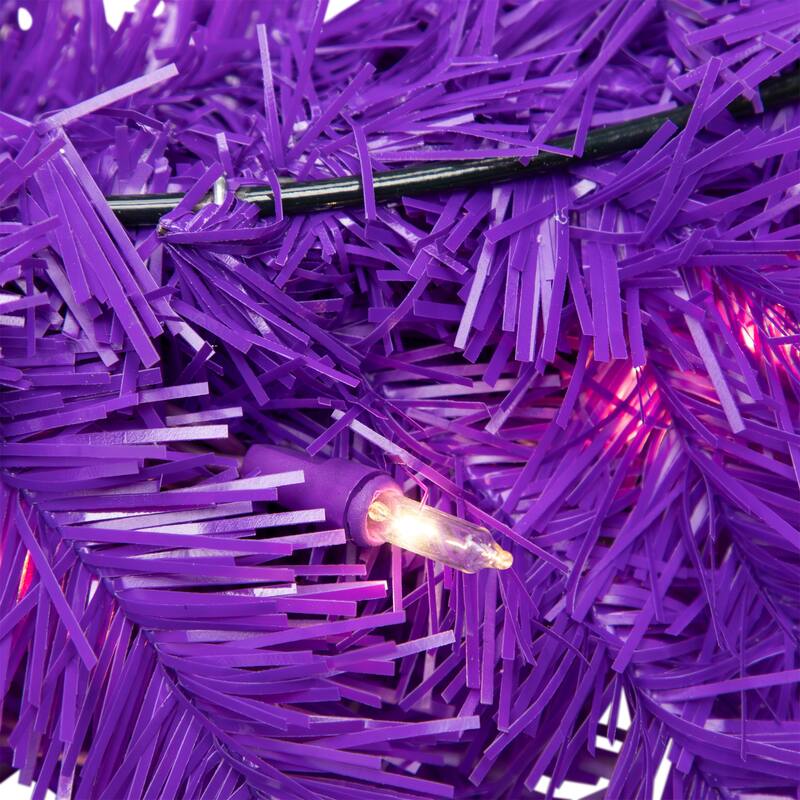 Pre-Lit Artificial Pine Christmas Wreath - 24" - Purple - Clear Lights
