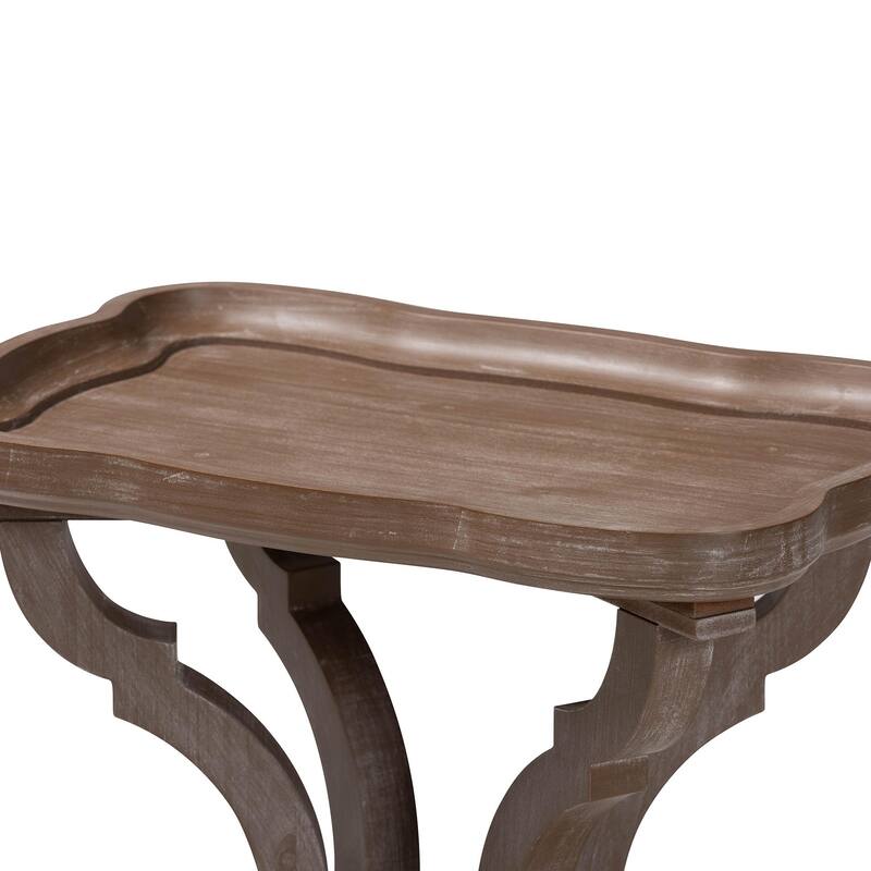 Yannick French Country Antique Brown Wood End Table