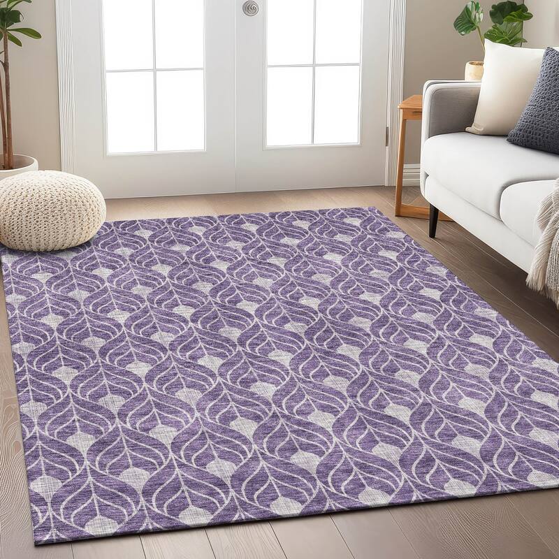 Machine Washable Indoor/ Outdoor Chantille Geo Teardrop Rug