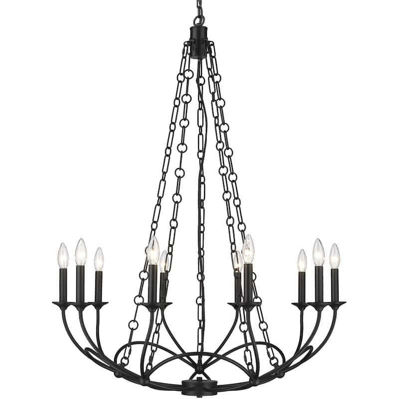 Z-Lite 3500-10 Arabella 10 Light 33" Wide Candle Style Chandelier - Matte Black