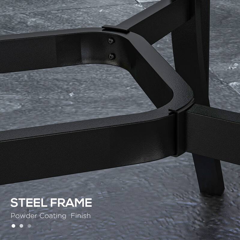 GDFStudio Outdoor Callidora Steel Outdoor Dining Table with Umbrella Hole for Six