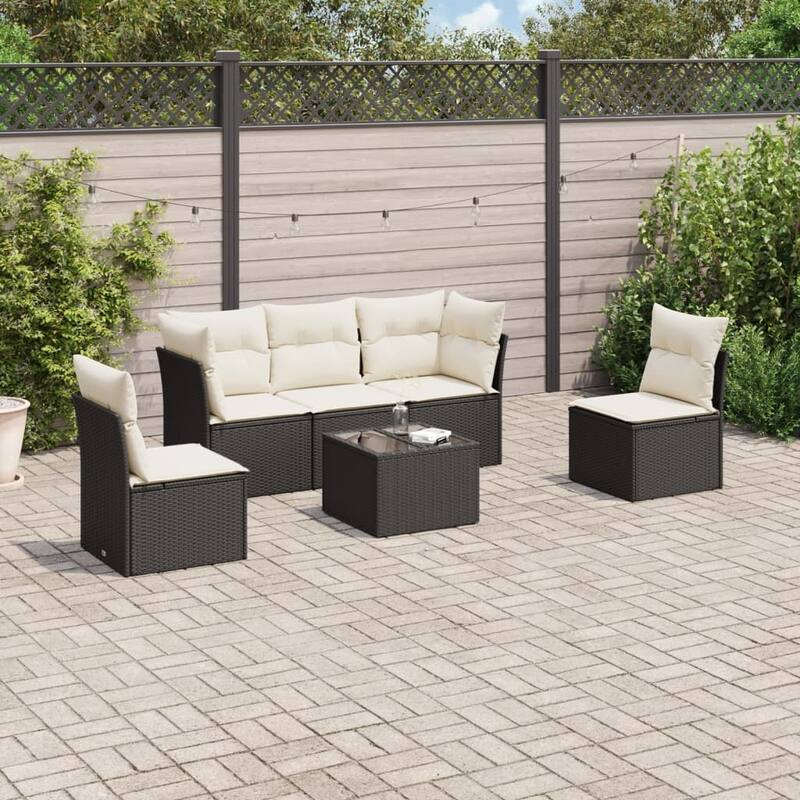 vidaXL Garden Sofa Set Black, Cream White - 21.7 x 21.7 x 14.6