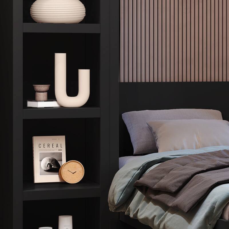 Easy-Lift Twin Murphy Wall Bed in with Bookshelf