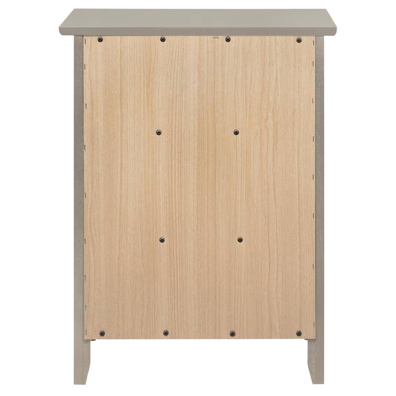 Modern classic solid wood nightstand, living room side table with three storage drawers and metal handles