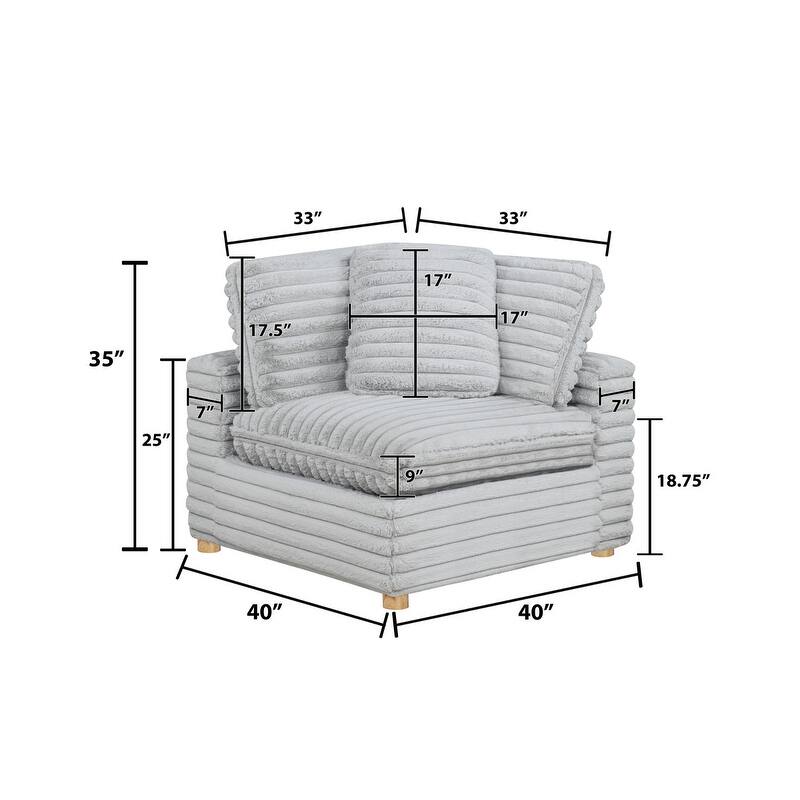 Best Quality Furniture 4-Piece Section Corduroy Modular