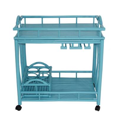 Bamboo Rolling Wine Buffet Kitchen Living Room Bar Serving Cart