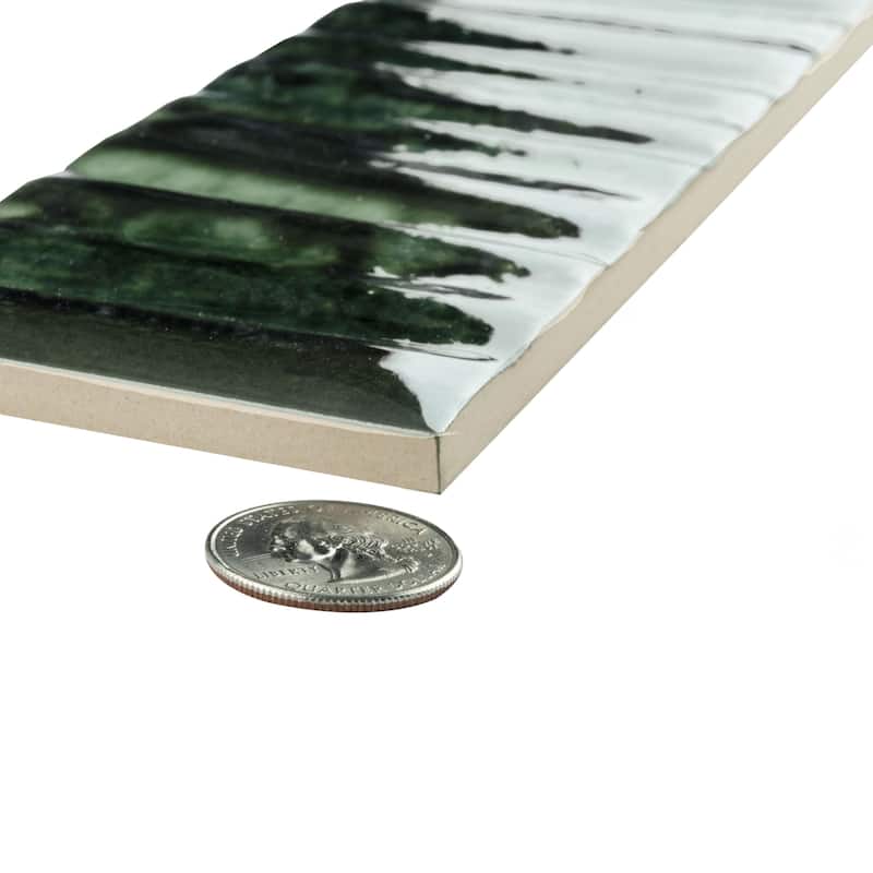 Merola Tile Joliet Prisma Jade 3" x 12" Fluted Ceramic Wall Tile