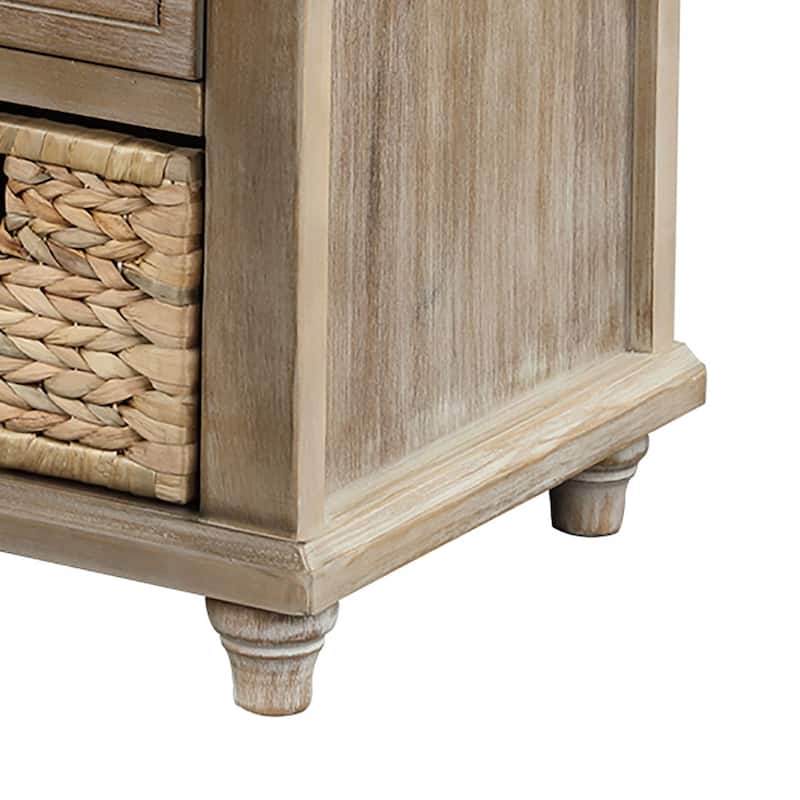 Classic Farmhouse Style Storage Bench with a Removable Linen Blend Seat Cushion