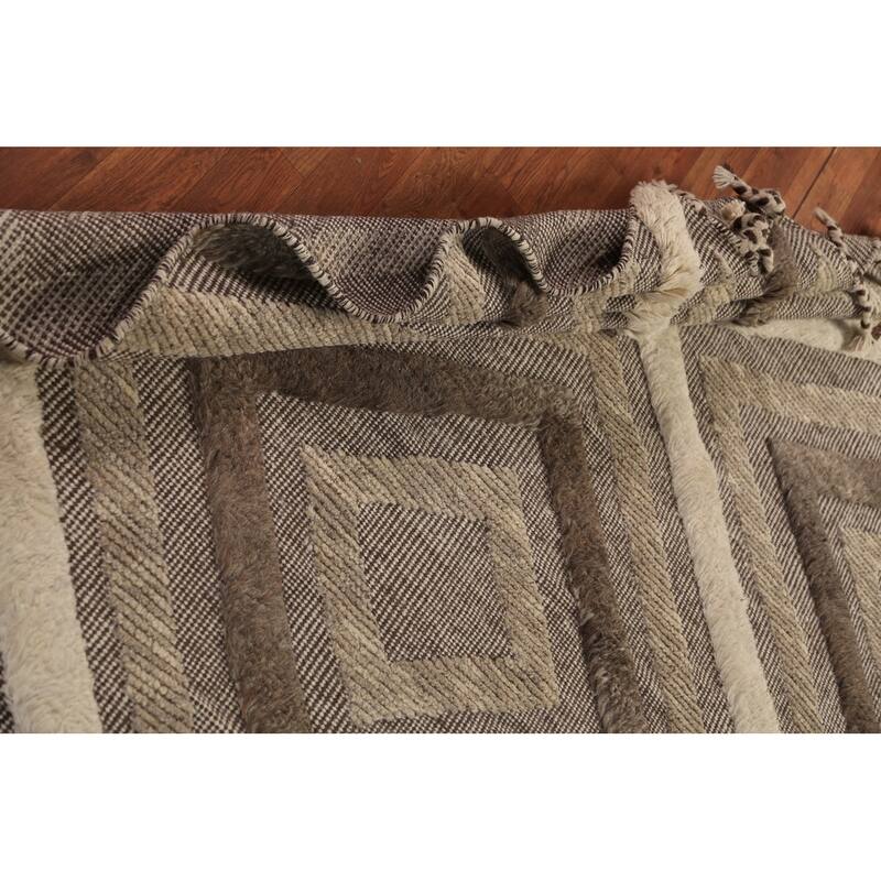 Geometric Modern Moroccan Indian Area Rug Handmade Wool Carpet - 5'1" x 8'1"