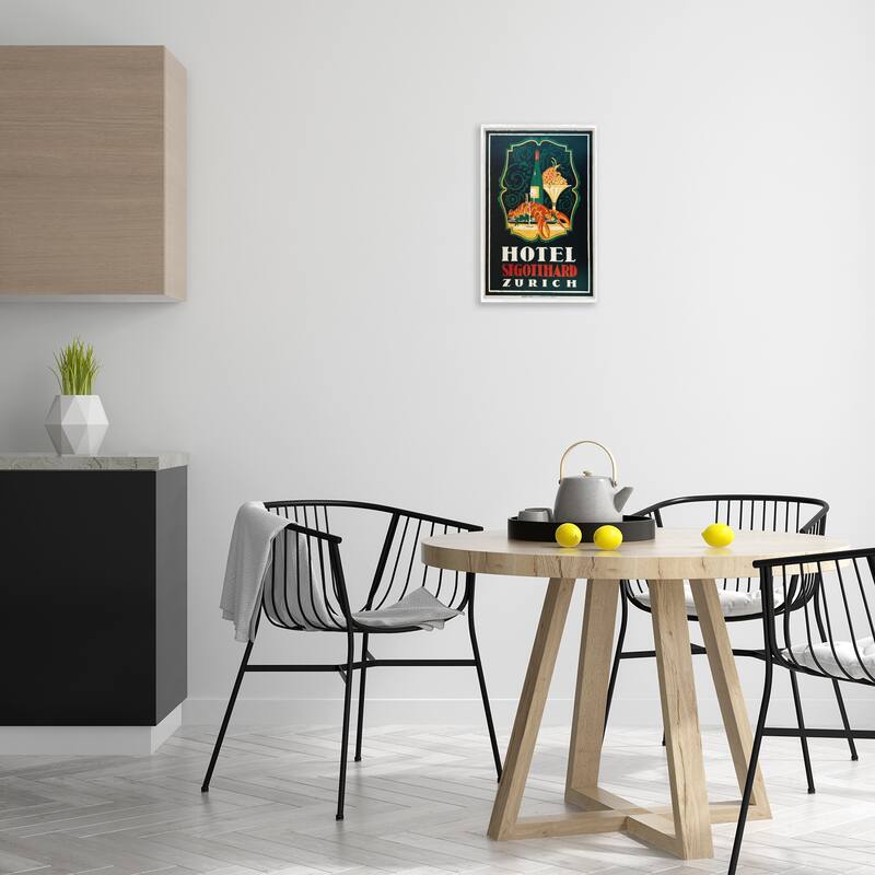 Stupell Vintage Hotel Zurich with Lobster Framed Giclee Art Design By Marcus Jules