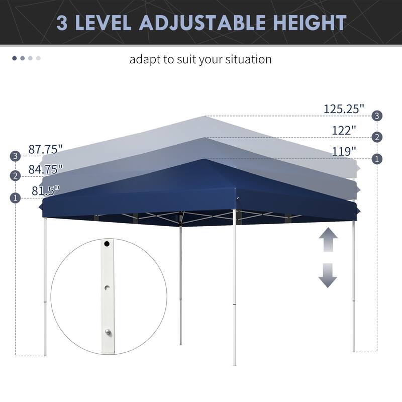 Outsunny 13' x 13' Pop Up Canopy Tent, Instant Sun Shelter, Tents for Parties, Height Adjustable, with Wheeled Carry Bag for
